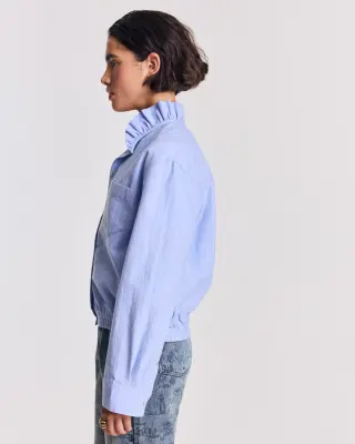 Chemise Louison rayures bleu lavande et blanc — photo 3