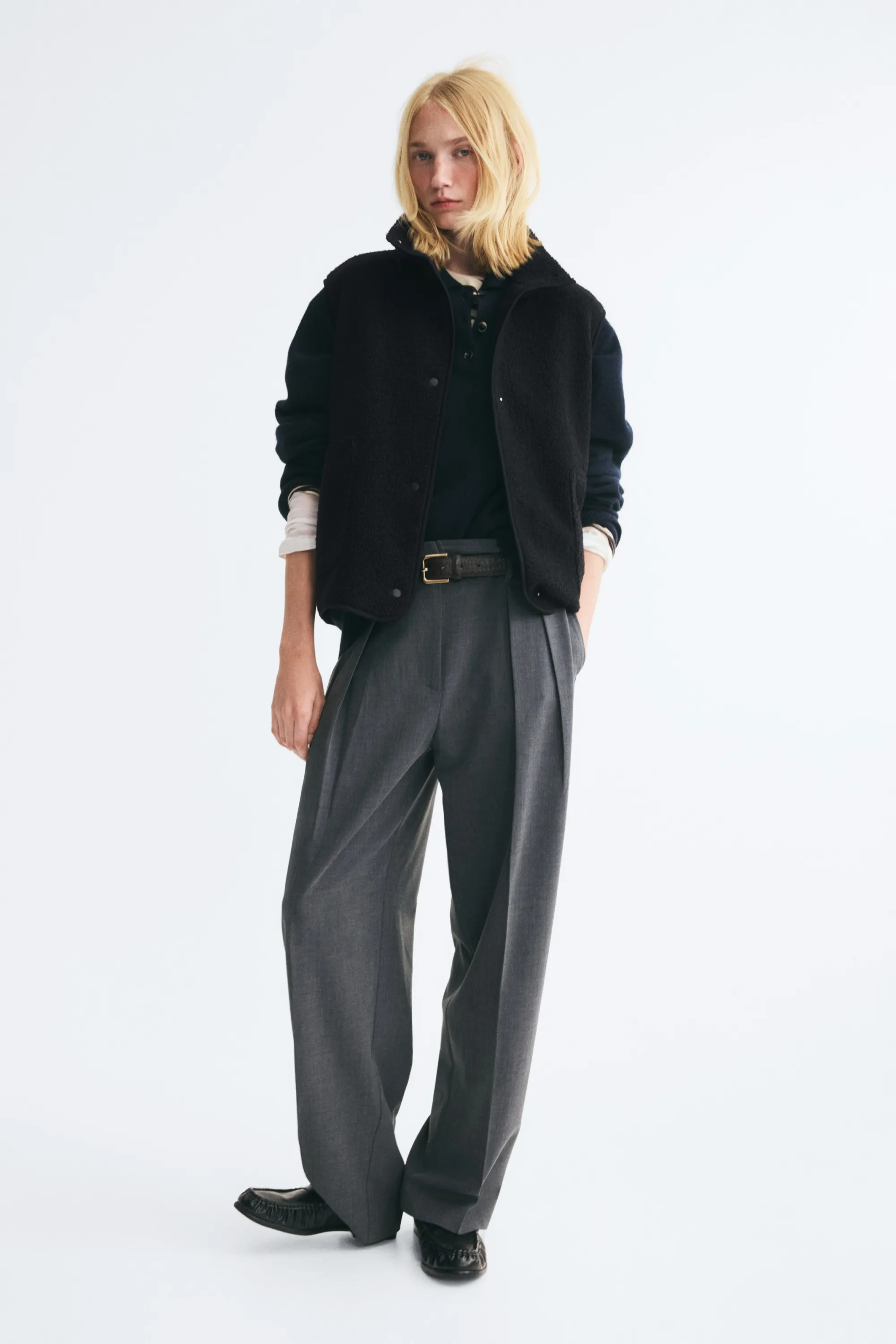 Veste sans manches en tissu Teddy bear - Noir