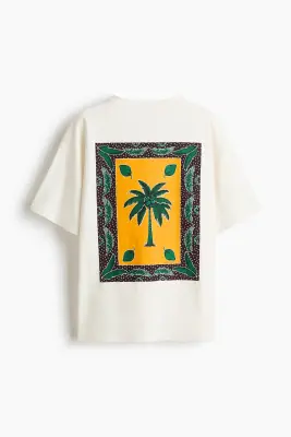 T-shirt oversize imprimé - Blanc/palmiers — photo 3