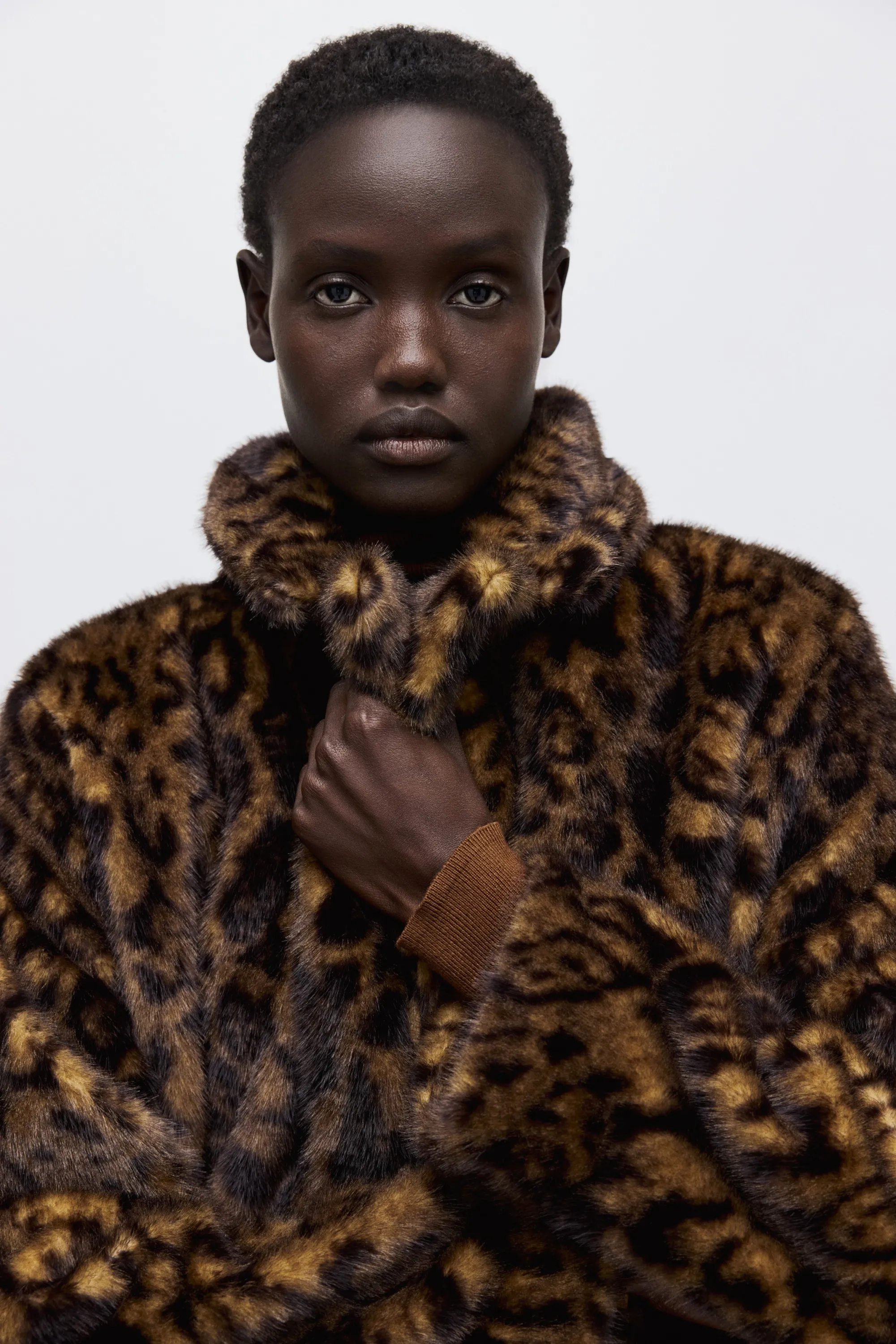 Manteau midi - Beige/imprimé léopard