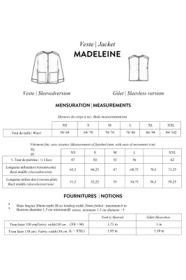 Patron pdf veste MADELEINE