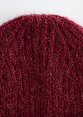 Bonnet en laine mélangée - Rouge foncé — photo 2