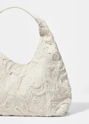 Sac cabas en denim à petits motifs appliqués - Couleur crème — photo 2