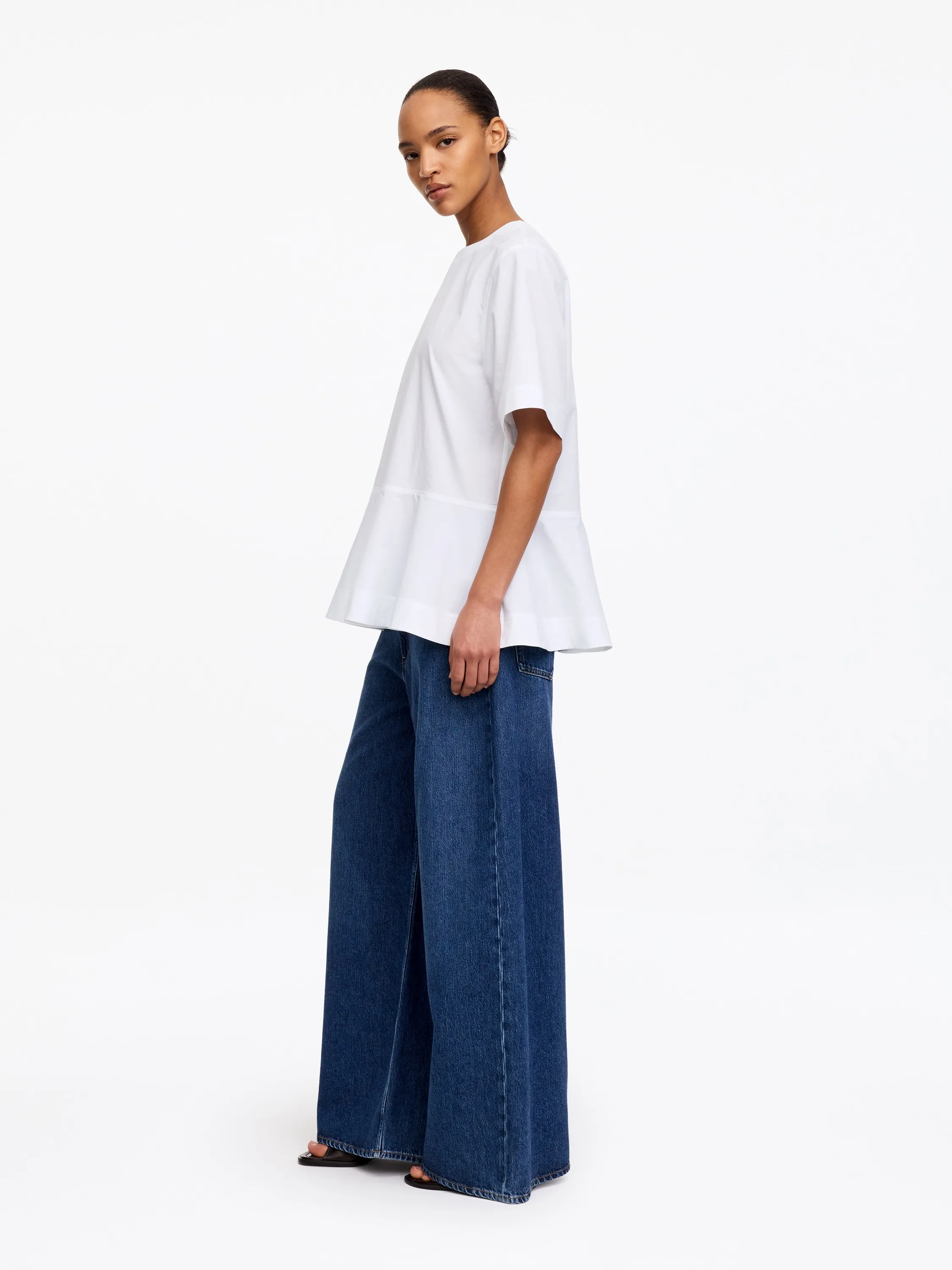 T-shirt péplum en coton pima - Blanc