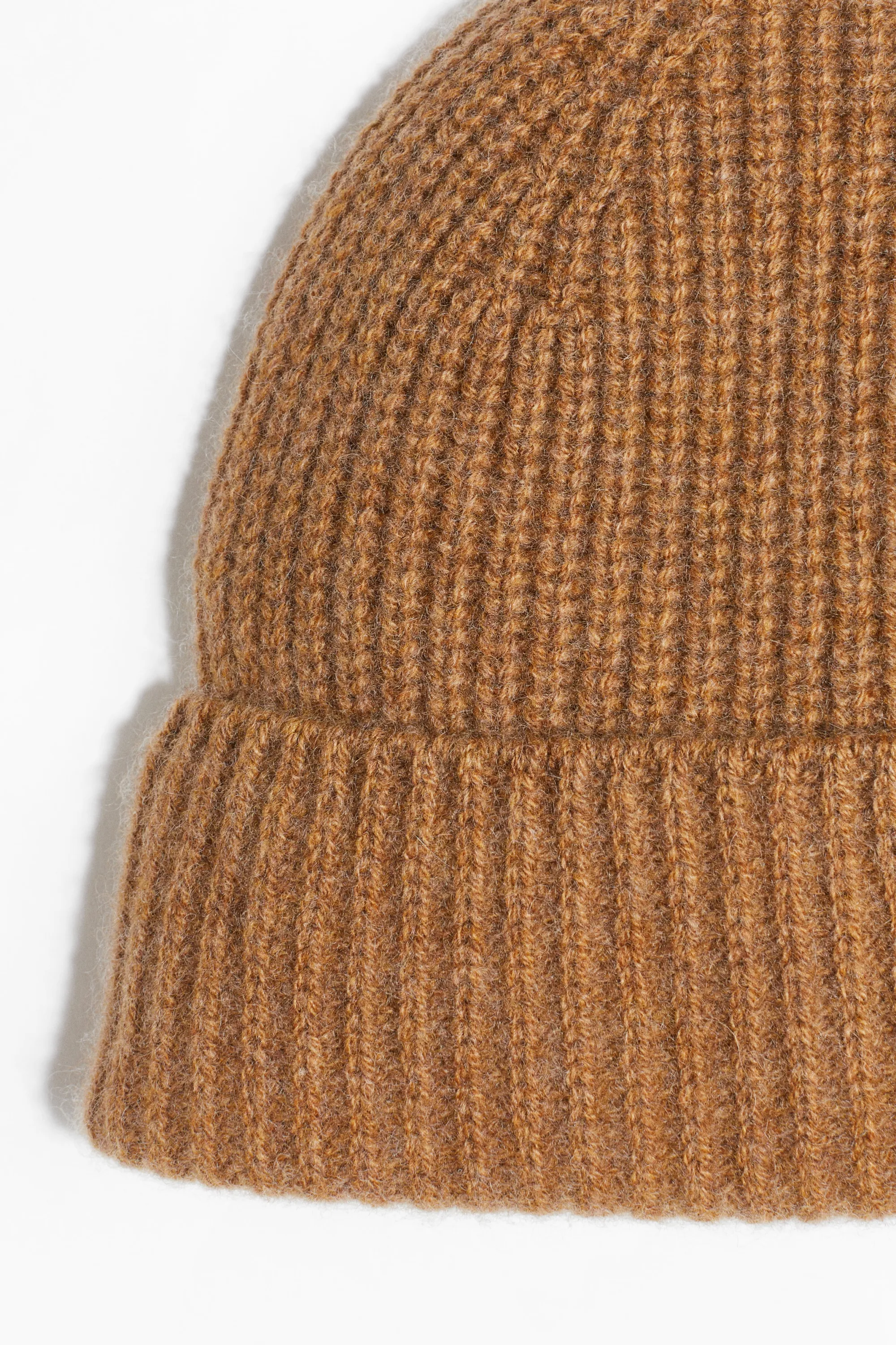 Bonnet en maille côtelée de laine cachemire - Jaune moutarde