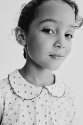 Top en coton avec col - Crème/cerises — photo 1