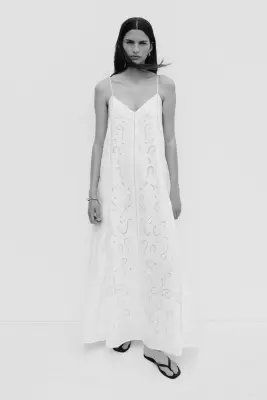 Robe en coton avec broderie anglaise - Blanc — photo 1