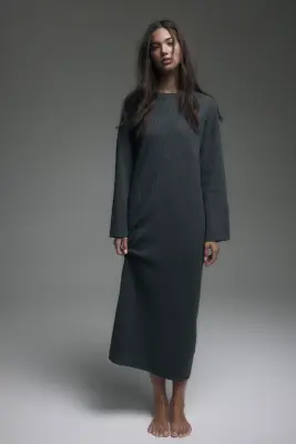 Robe en maille torsadée - Gris foncé chiné — photo 2