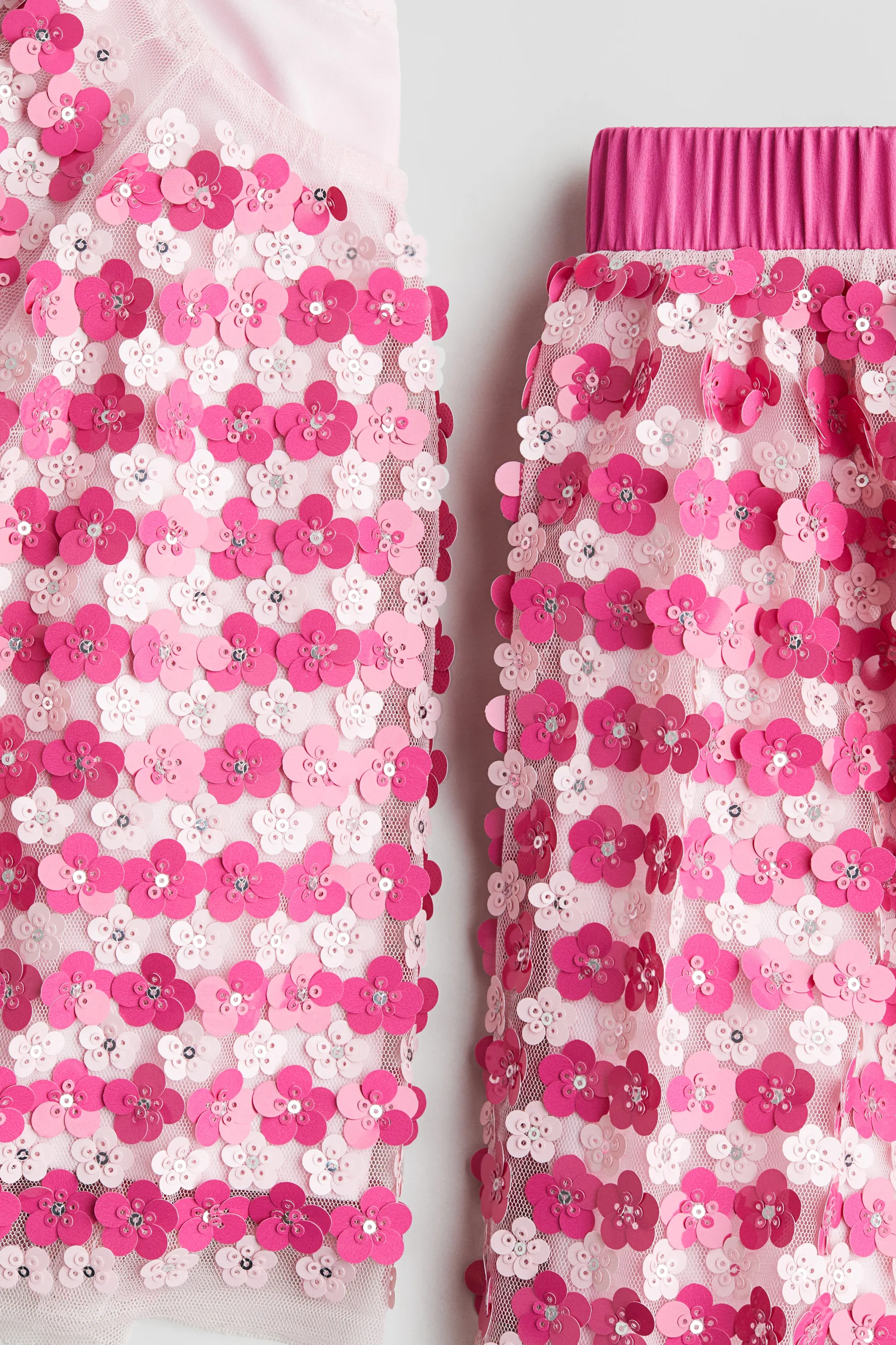 Ensemble 2 pièces à sequins avec top et jupe - Rose/fleuri