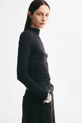 Top en modal à effet drapé - Noir — photo 3