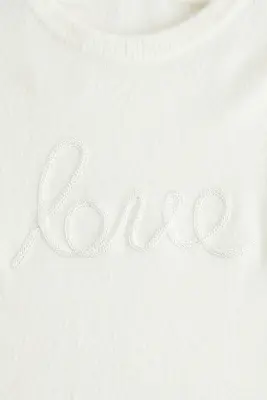 Pull avec application - Blanc/Love — photo 4