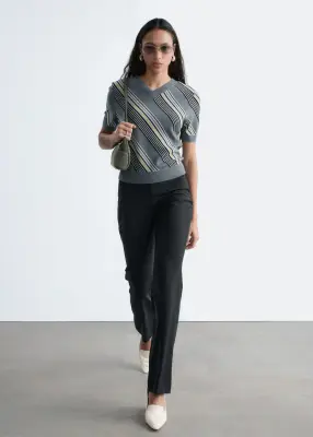 Pantalon droit en laine - Noir — photo 2
