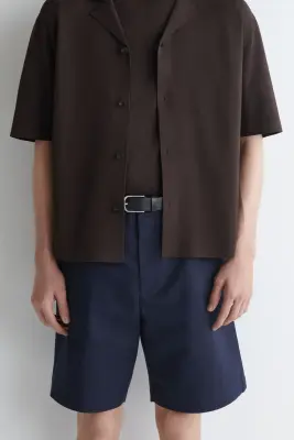 SHORT CHINO DROIT EN COTON - BLEU MARINE — photo 2