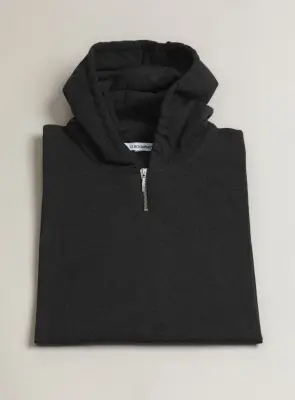 Hooded T-Shirt in Dark Gray Cotton & Elastane — photo 3