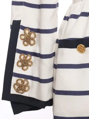 Robe marinière manches longues en soie rayée bleu marine et blanche Prix boutique 2000€ Taille 40 — photo 3