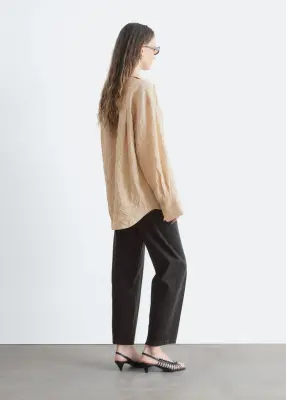 Chemise oversize froissée - Beige — photo 5