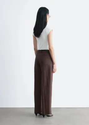Pantalon habillé en lin - Marron foncé — photo 5