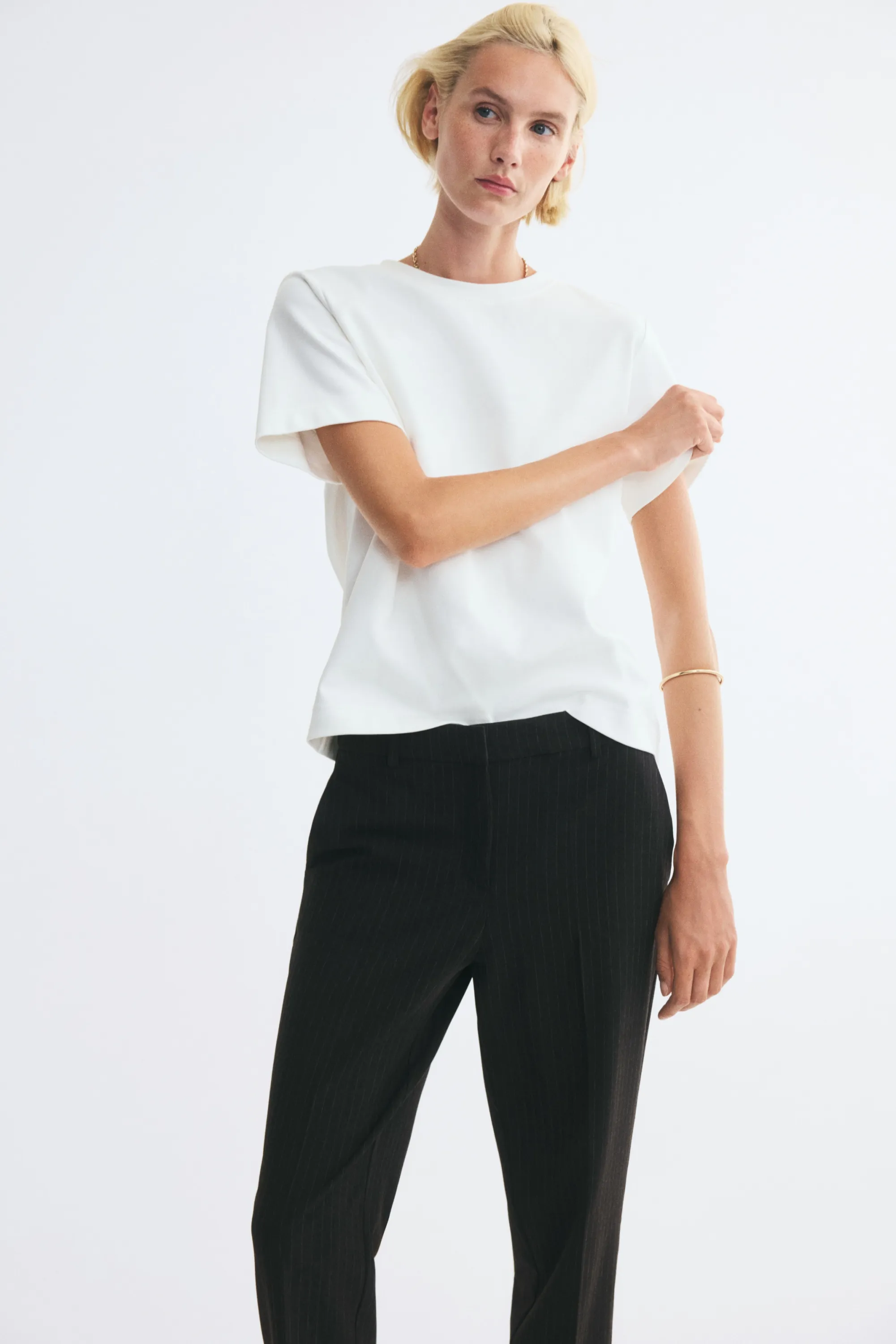 Pantalon cigarette - Noir/rayures tennis