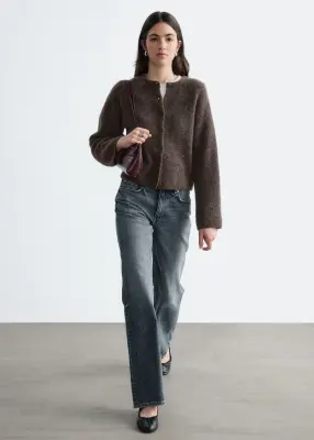 Cardigan en maille d’alpaga mélangé - Brun taupe — photo 1
