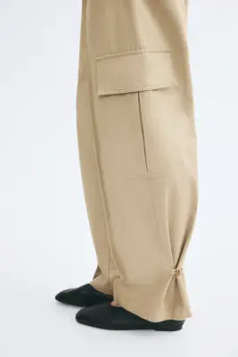 Pantalon barrel cargo - Beige — photo 1