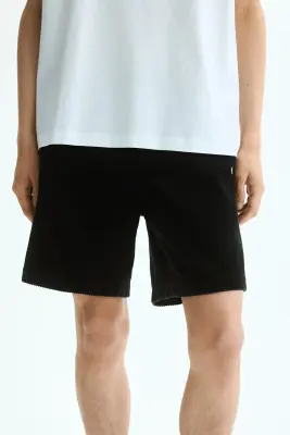 Short Loose Fit en velours côtelé - Noir — photo 1