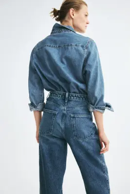Barrel High Waist Ankle Jeans - Bleu denim — photo 3