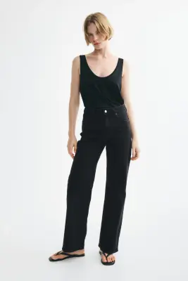 Wide High Waist Jeans - Noir — photo 2