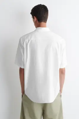 CHEMISE À MANCHES COURTES DÉCONTRACTÉE EN COTON - BLANC — photo 4