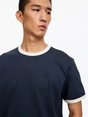 T-shirt ajusté - Bleu foncé — photo 3