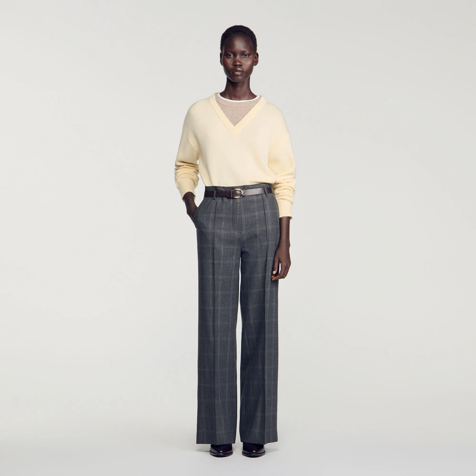 Pantalon droit à carreaux