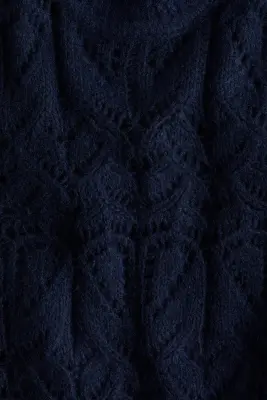 Pull en maille pointelle - Bleu marine — photo 4