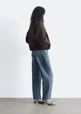 Veste style bomber à col - Marron foncé — photo 5