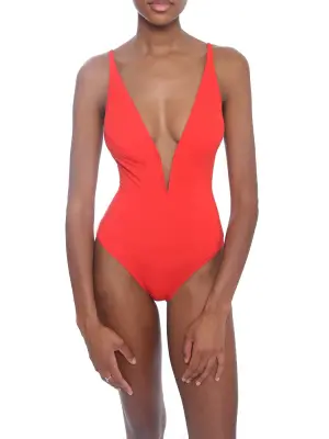 Maillot de bain une pièce décolleté plongeant rouge vif Prix boutique 595€ Taille 40 — photo 5