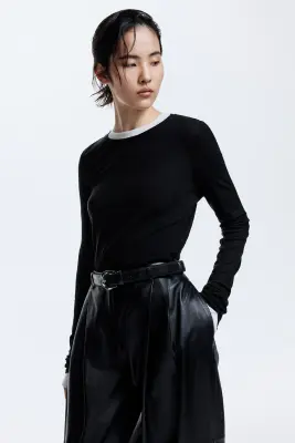 Top en laine mélangée - Noir — photo 1