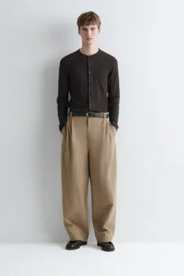 CARDIGAN EN COTON CÔTELÉ SLIM - BRUN — photo 1