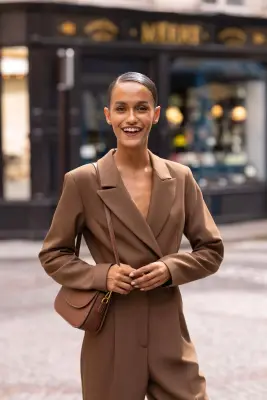 Everett Wool Jumpsuit - Brown — photo 4