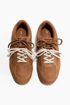 Sneakers en cuir velours - Marron clair — photo 1