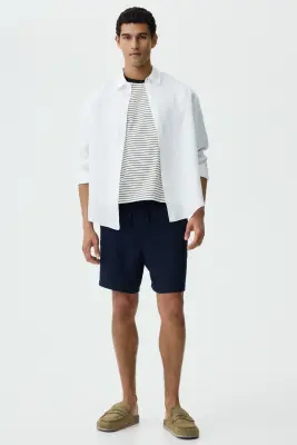 T-shirt boxy Relaxed Fit en coton - Blanc/rayé — photo 2