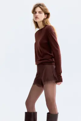 Pull en laine mérinos - Marron foncé — photo 2
