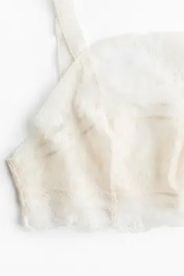 Soutien-gorge souple en dentelle - Crème — photo 4