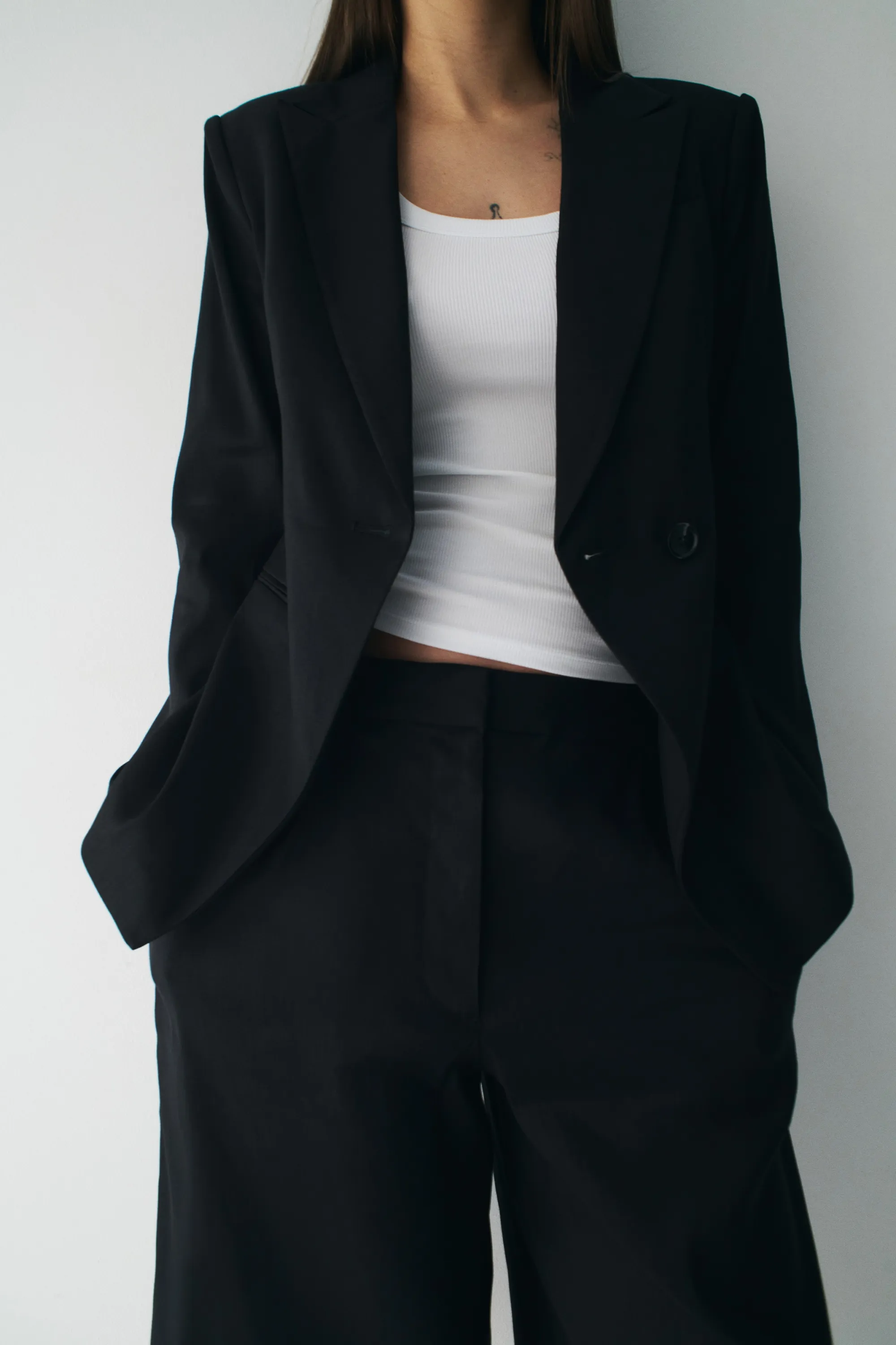 Blazer Easy-care Slim Fit en lin mélangé - Noir