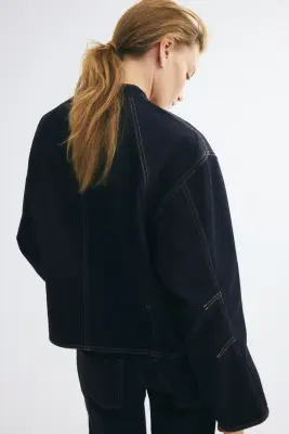Veste en denim avec boutons noués - Bleu denim foncé — photo 3