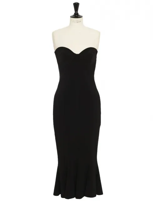 Robe bustier sirène mi-longue en jersey stretch noir Prix boutique 450€ Taille M