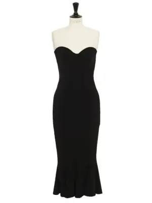 Robe bustier sirène mi-longue en jersey stretch noir Prix boutique 450€ Taille M — photo 1