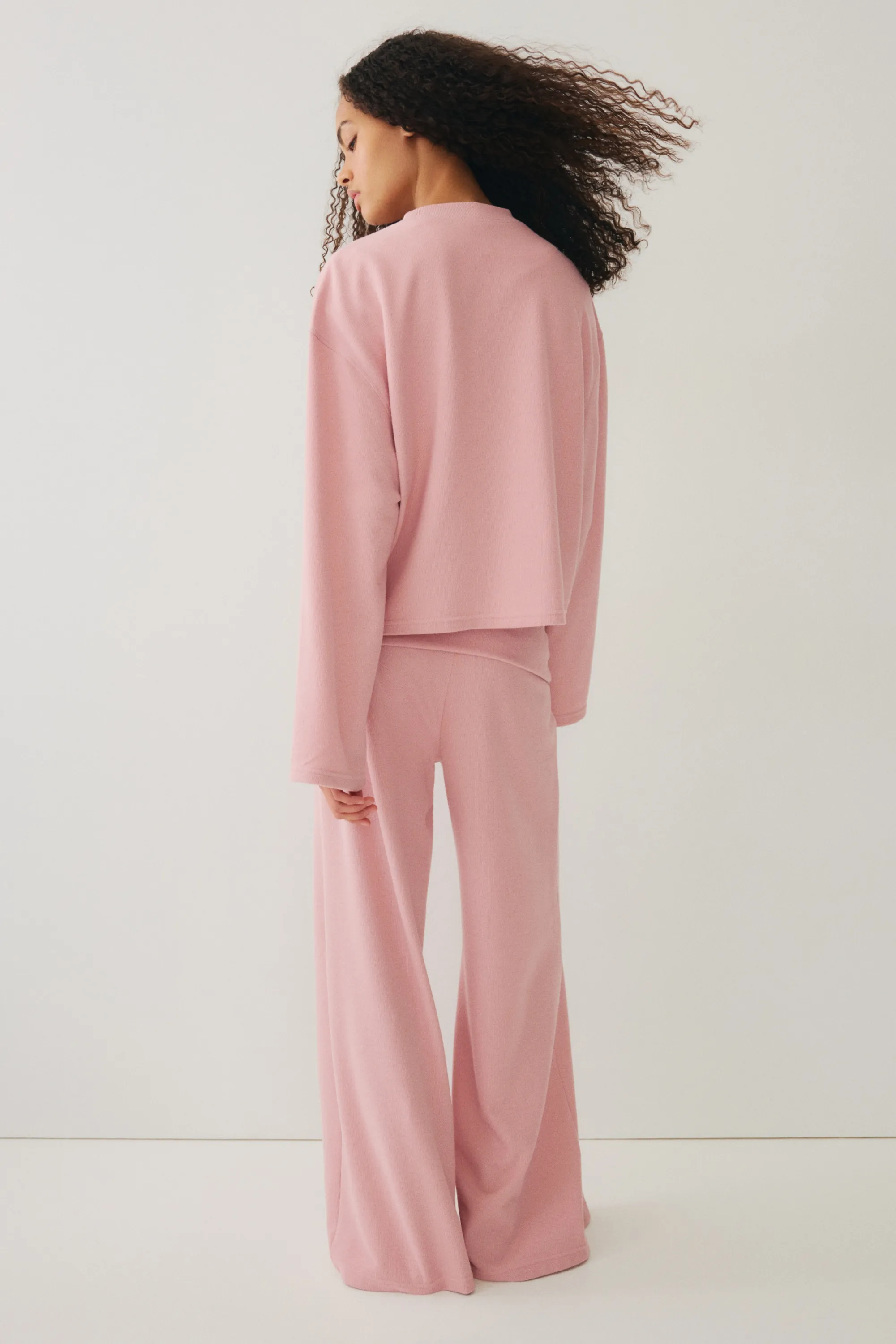 Ensemble 2 pièces top et pantalon en jersey - Rose ancien