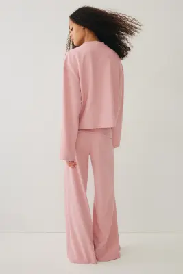 Ensemble 2 pièces top et pantalon en jersey - Rose ancien — photo 1