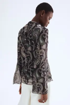 Top en mesh - Marron foncé/motif cachemire — photo 2