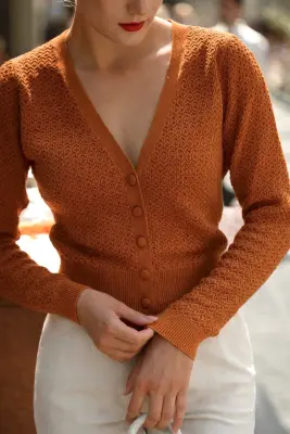 Clary Knit Cardigan - Golden brown — photo 7