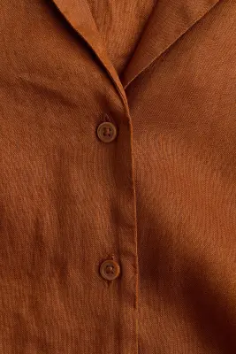 Chemise oversize en lin - Orange foncé — photo 3