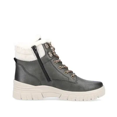 Bottines Remonte D0E71-52 Vertes - Lacets Zip Grande Pointure Femme — photo 4